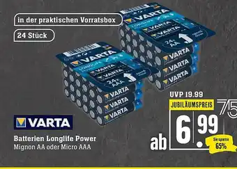 Scheck-in-Center Batterien Longlife Power Varta Angebot