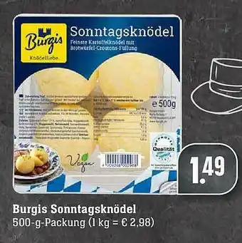 Scheck-in-Center Burgis Sonntagsknödel Angebot