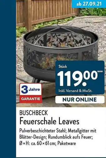 Aldi Nord Buschbeck Feuerschale Leaves Angebot