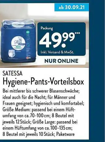 Aldi Nord Satessa Hygiene-pants-vorteilsbox Angebot