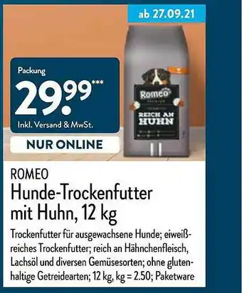 Aldi Nord Romeo Hunde-trockenfutter Miy Huhn Angebot