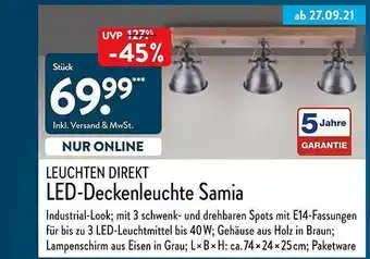 Aldi Nord Leuchten Direkt Led-deckenleuchte Samia Angebot