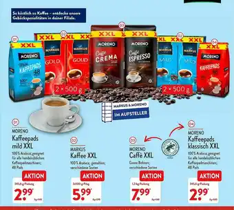 Aldi Nord Moreno Kaffeepads Mild Xxl, Markus Kaffee Xxl, Moreno Caffe Xxl, Moreno Kaffeepads Klassisch Xxl Angebot