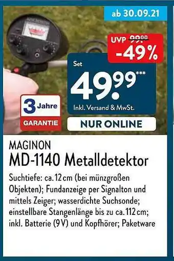 Aldi Nord Maginon Md-1140 Metalldetektor Angebot