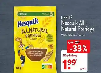 Aldi Nord Nestle Nesquick All Natural Porridge Angebot