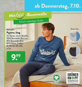 Aldi Süd Watson's Pyjama Lang Angebot