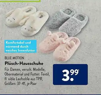 Aldi Süd Blue Motion Plüsch-hausschuhe Angebot