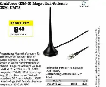 Conrad Renkforce Gsm-01 Magnatfuß-antenne Gsm, Umts Angebot