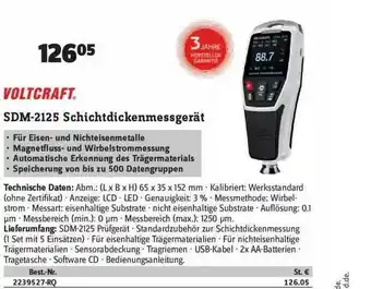 Conrad Voltcraft Sdm-2125 Schichtdickenmessgerät Angebot