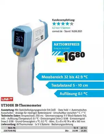 Conrad Uni-t Ut305h Ir-thermometer Angebot