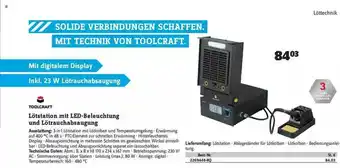 Conrad Toolcraft Lötstation Mit Led-beleuchtung Und Lötrauchabsaugung Angebot