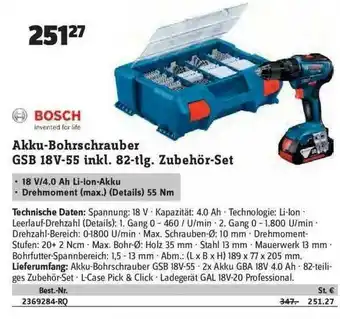 Conrad Bosch Akku-bohrschrauber Gsb 18v-55 Angebot