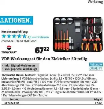 Conrad Toolcraft Vde-werkzeugset Für Den Elektriker 50tlg Angebot