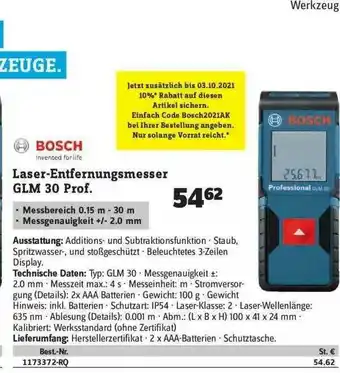 Conrad Bosch Laser-entfernungsmesser Glm 30 Angebot