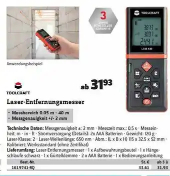 Conrad Toolcraft Laser-entfernungsmesser Angebot