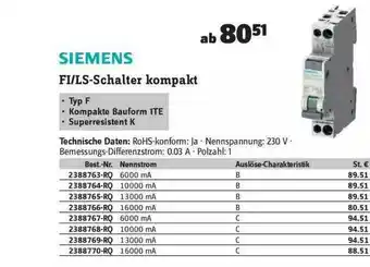 Conrad Siemens Fi Ls-schalter Kompakt Angebot