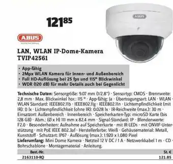 Conrad Lan Wlan Ip-dome-kamera Tvip42561 Angebot