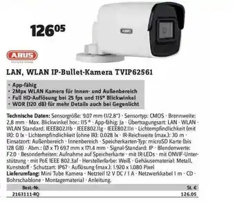 Conrad Lan Wlan Ip-bullet-kamera Tvip62561 Abus Angebot