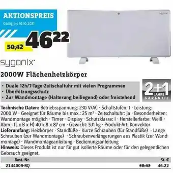 Conrad Sygonix 2000w Flächenheizkörper Angebot