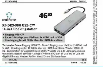 Conrad Renkforce Rf-dks-580 Usb-c 14-in-1 Dockingstation Angebot