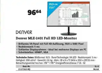 Conrad Denver Mle-2401 Full Hd Led-monitor Angebot