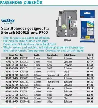 Conrad Brother Schriftbänder Geegignet Für P-touch H100lb Und P700 Angebot