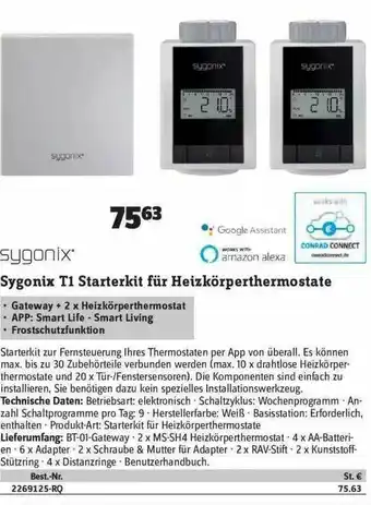 Conrad Sygonix T1 Starterkit Für Heizkörperthermostate Angebot