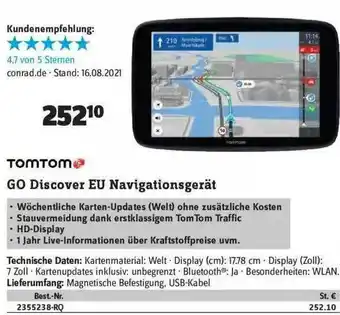 Conrad Tomtom Go Discover Eu Navigationsgerät Angebot