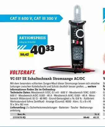 Conrad Voltcraft Vc-337 Se Schaltschrank Stromzange Ac Dc Angebot