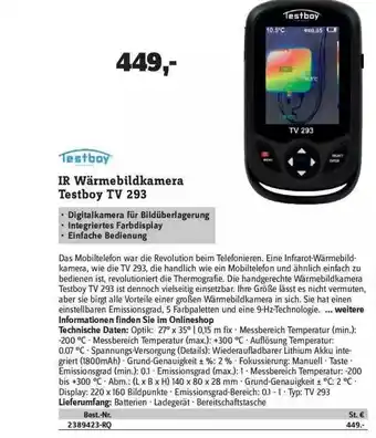 Conrad Ir Wärmebildkamera Testboy Tv 293 Angebot