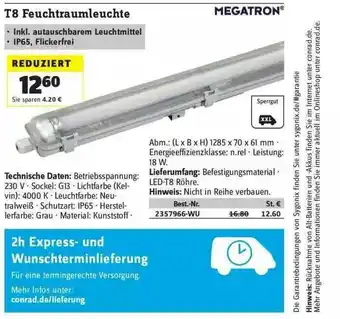 Conrad T8 Feuchtraumleuchte Megatron Angebot