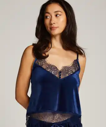 Hunkemöller Hunkemöller glänzendes velours-spitzen-cami blau Angebot