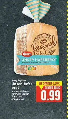 E-Center Harry Regional Unser Hafer Brot Angebot