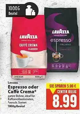 E-Center Lavazza Espresso Oder Caffe Crema Angebot