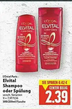 E-Center L'oréal Paris Elvital Shampoo Oder Spülung Angebot