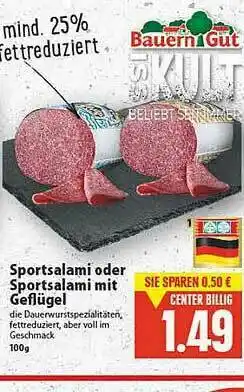 E-Center Bauern Gut Sportsalami Oder Sportsalami Oder Geflügel Angebot