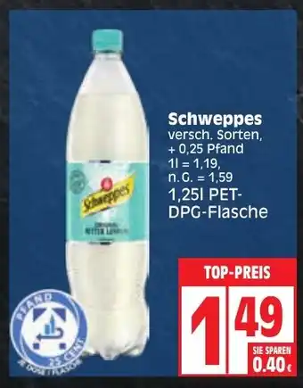 Edeka Schweppes versch. Sorten, 1.25L Angebot