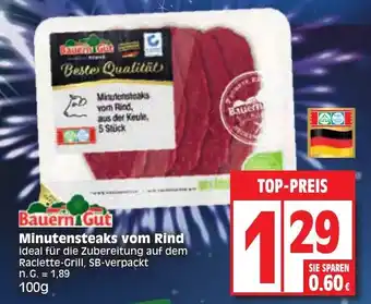 Edeka Bauern Gut Minutensteaks vom Rind 100g Angebot