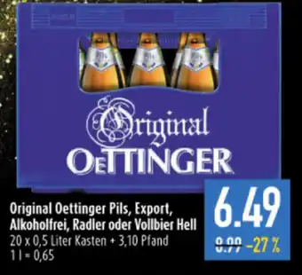 diska Original Oettinger Pils, Export, Alkoholfrei, Radler oder Vollbier Hell 20 x 0,5 L Angebot