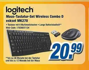 Expert Klein Logitech Maus-tastatur-set Wireless Combo D Eskset Mk270 Angebot