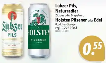 Nah & Frisch Lübzer Pils, Naturradler, Holsten Pilsener oder Edel 0,5 Liter Dose Angebot