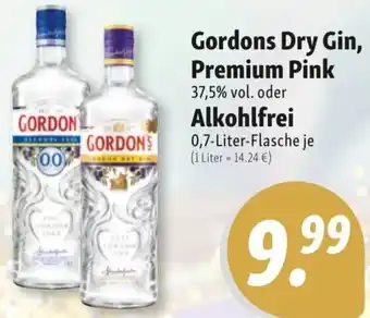 Nah & Frisch Gordons Dry Gin, Premium Pink oder Alkoholfrei 0,7 Liter Flasche Angebot