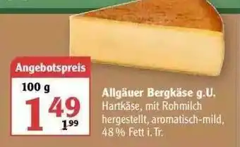 Globus Allgäuer Bergkäse G.u. Angebot