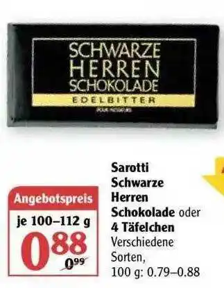 Globus Sarotti Schwarze Harren Schokolade Oder 4 Täfelchen Angebot