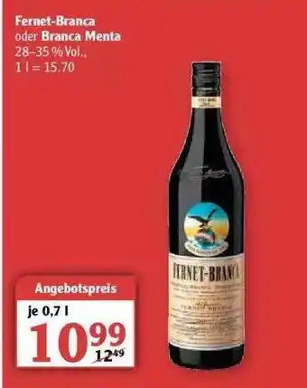 Globus Fernet-branca Oder Branca Menta Angebot