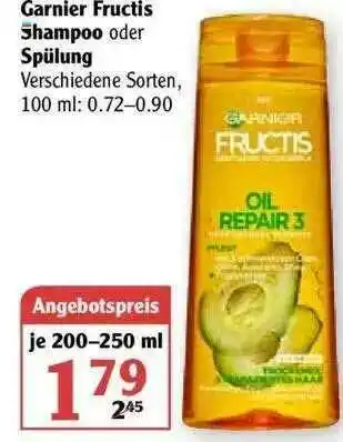 Globus Garnier Fructis Shampoo Oder Spülung Angebot