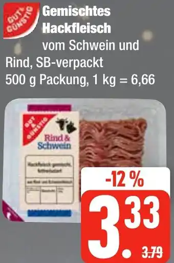 Edeka Frischemarkt Gut & Günstig Gemischtes Hackfleisch 500 g Packung Angebot