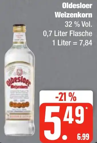 Edeka Frischemarkt Oldesloer Weizenkorn 0,7 Liter Flasche Angebot