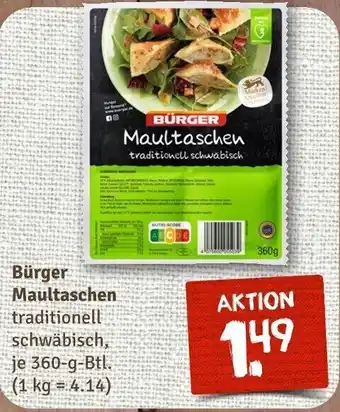 nahkauf Bürger Maultaschen 360 g Btl. Angebot