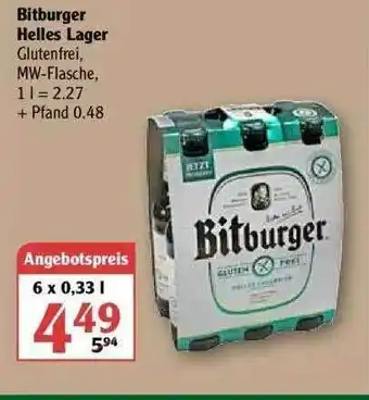 Globus Bitburger Helles Lager Angebot